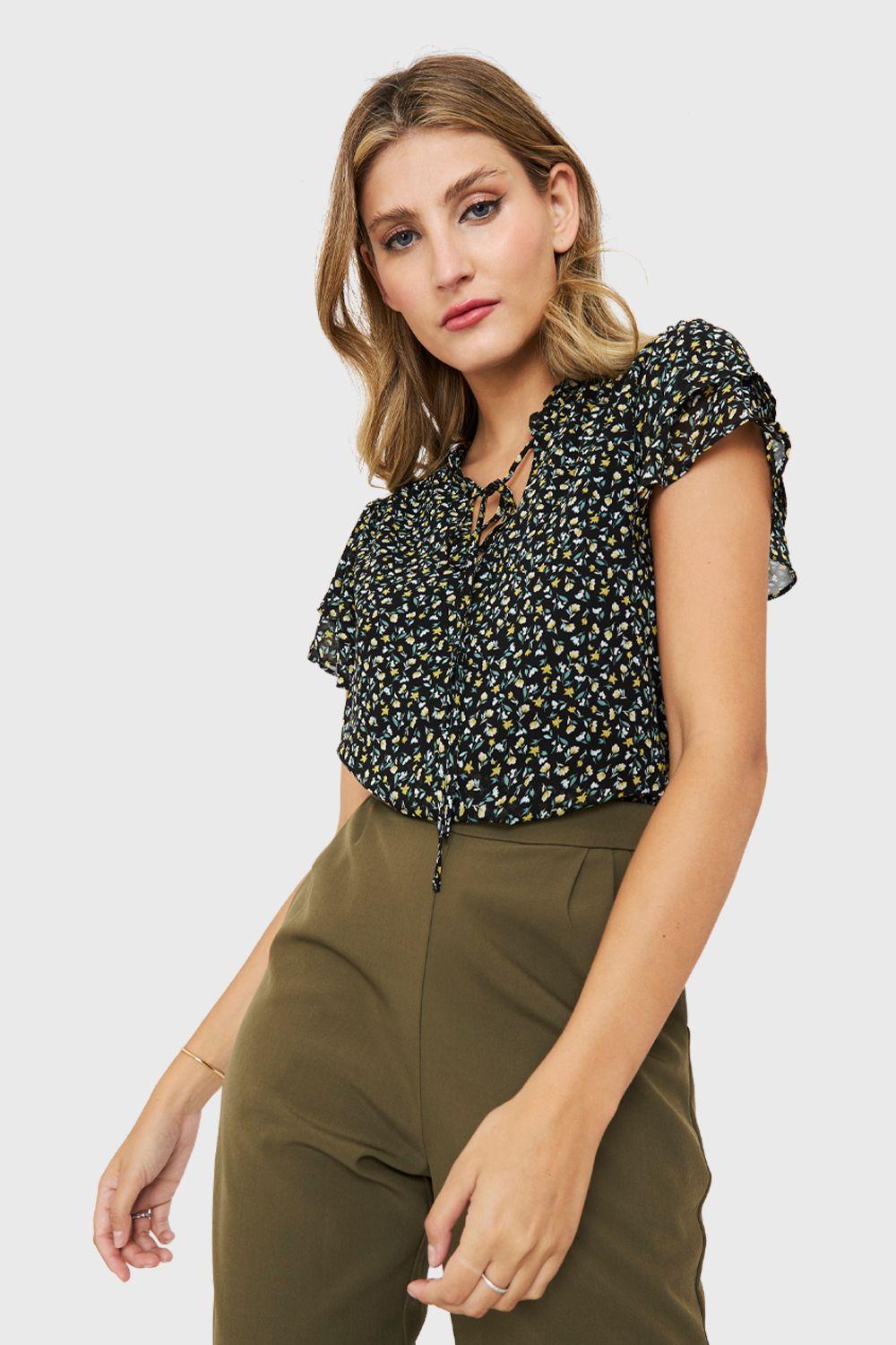 Blusa Ditsy Floral Negro Nicopoly-4