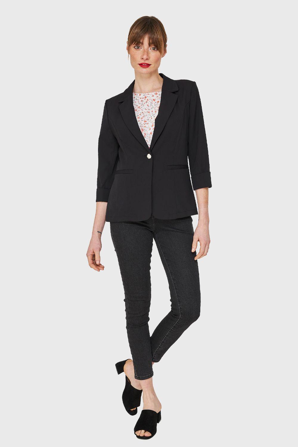 Blazer Entallado Manga 3/4 Negro Nicopoly-1