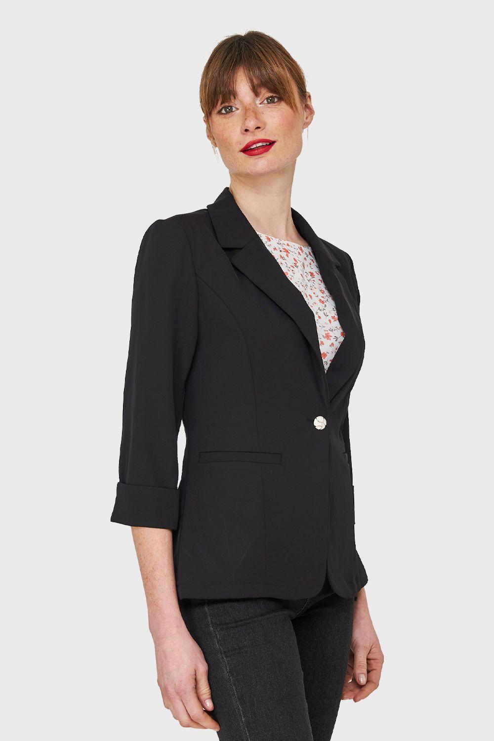 Blazer Entallado Manga 3/4 Negro Nicopoly-2