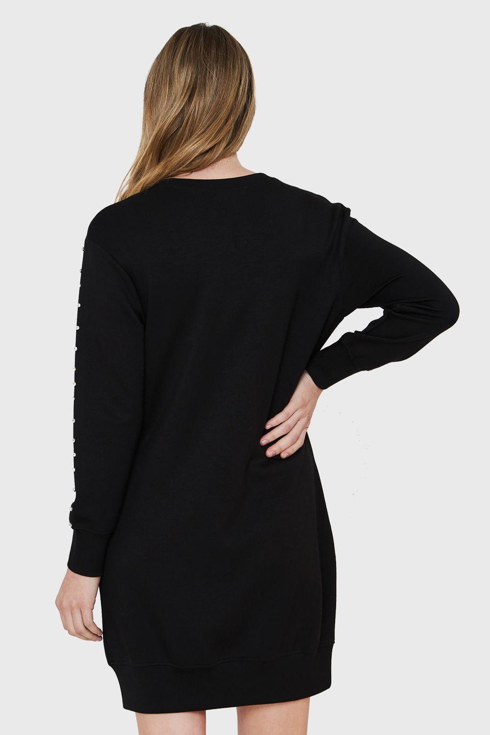 Vestido Polerón Detalles Brillos Negro Nicopoly-3