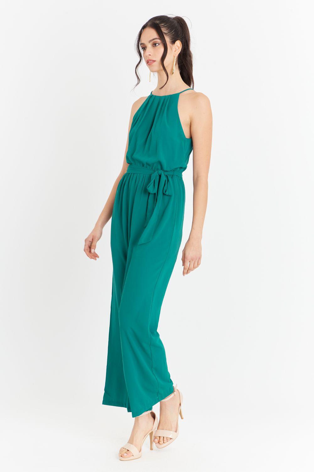 Enterito Halter Con Cinturón Lazo Verde Petróleo Nicopoly-2