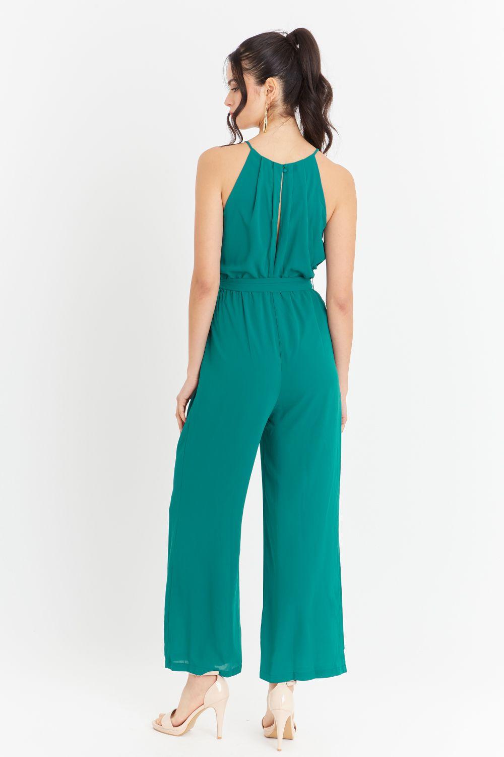 Enterito Halter Con Cinturón Lazo Verde Petróleo Nicopoly-3