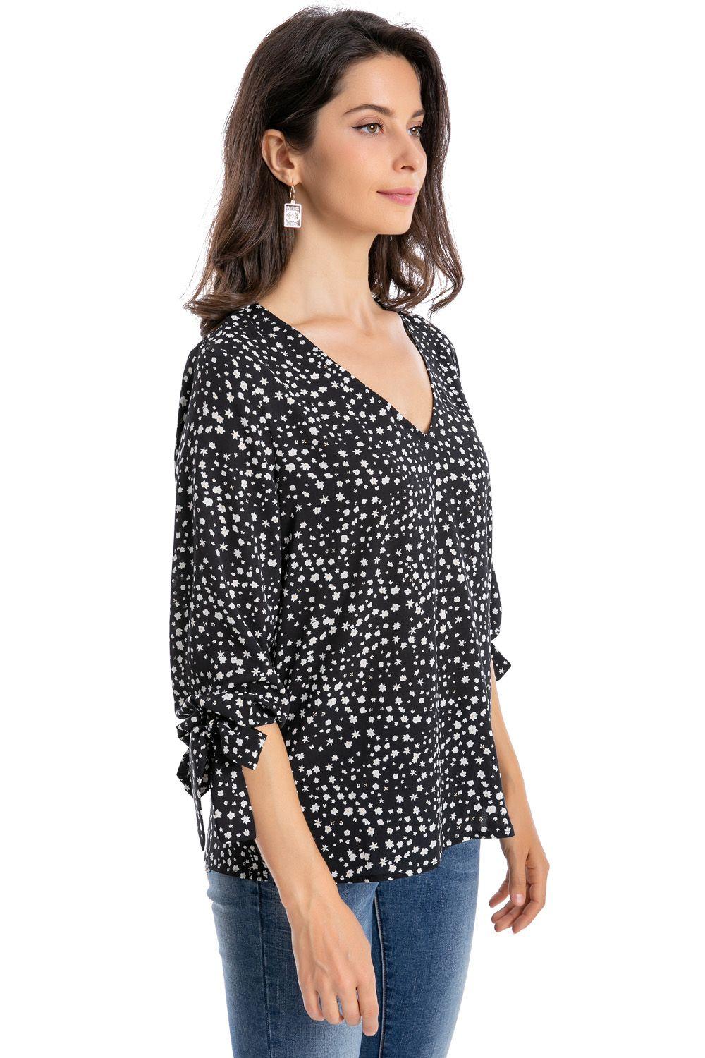 Blusa Mini Flores Lazo Negro Nicopoly-1