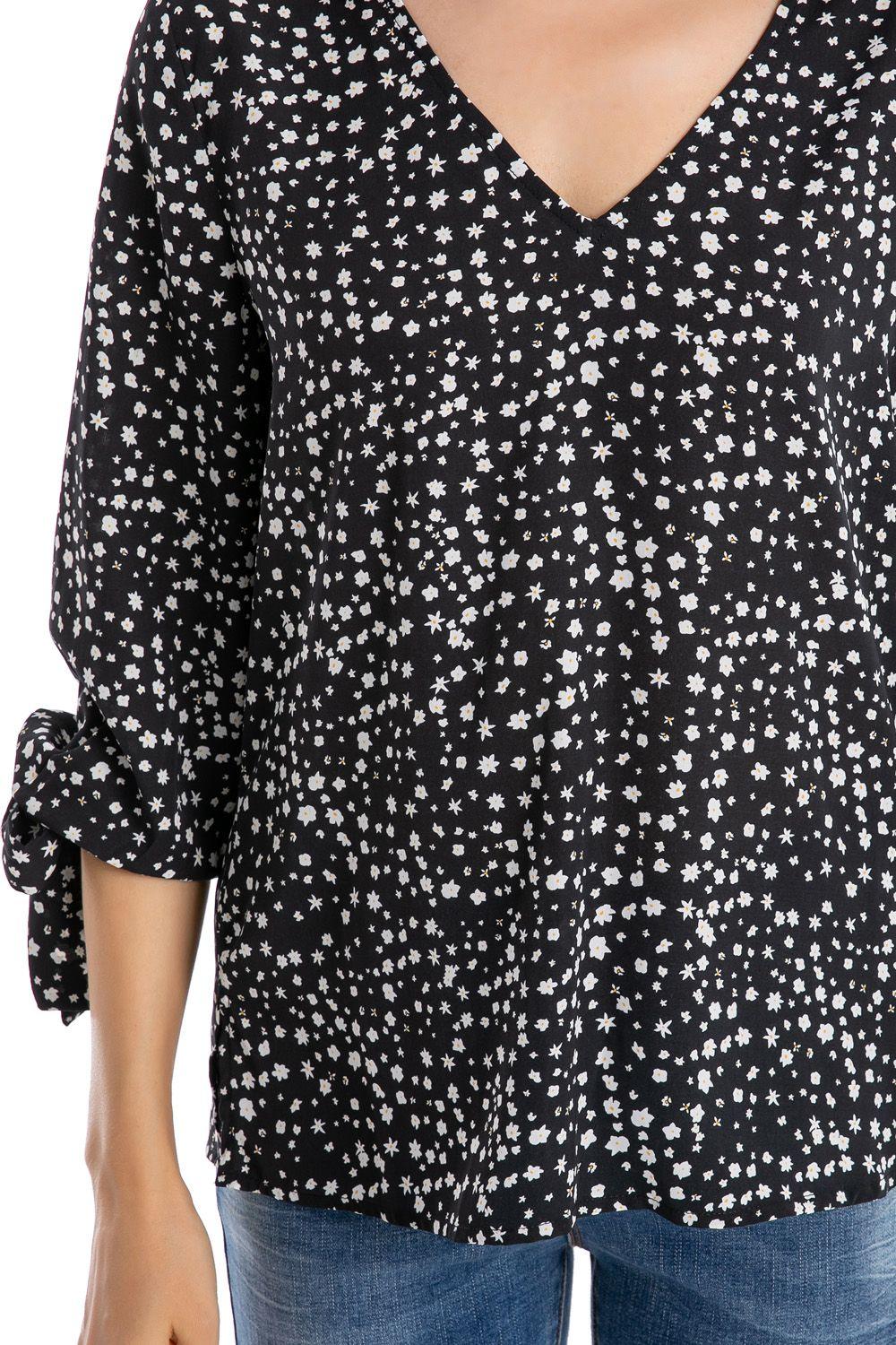 Blusa Mini Flores Lazo Negro Nicopoly-3