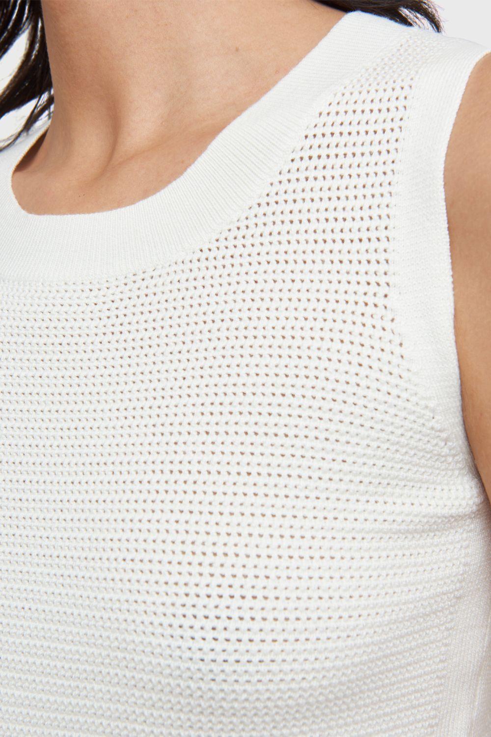 Polera Tipo Tejido Calado Blanco Nicopoly-5