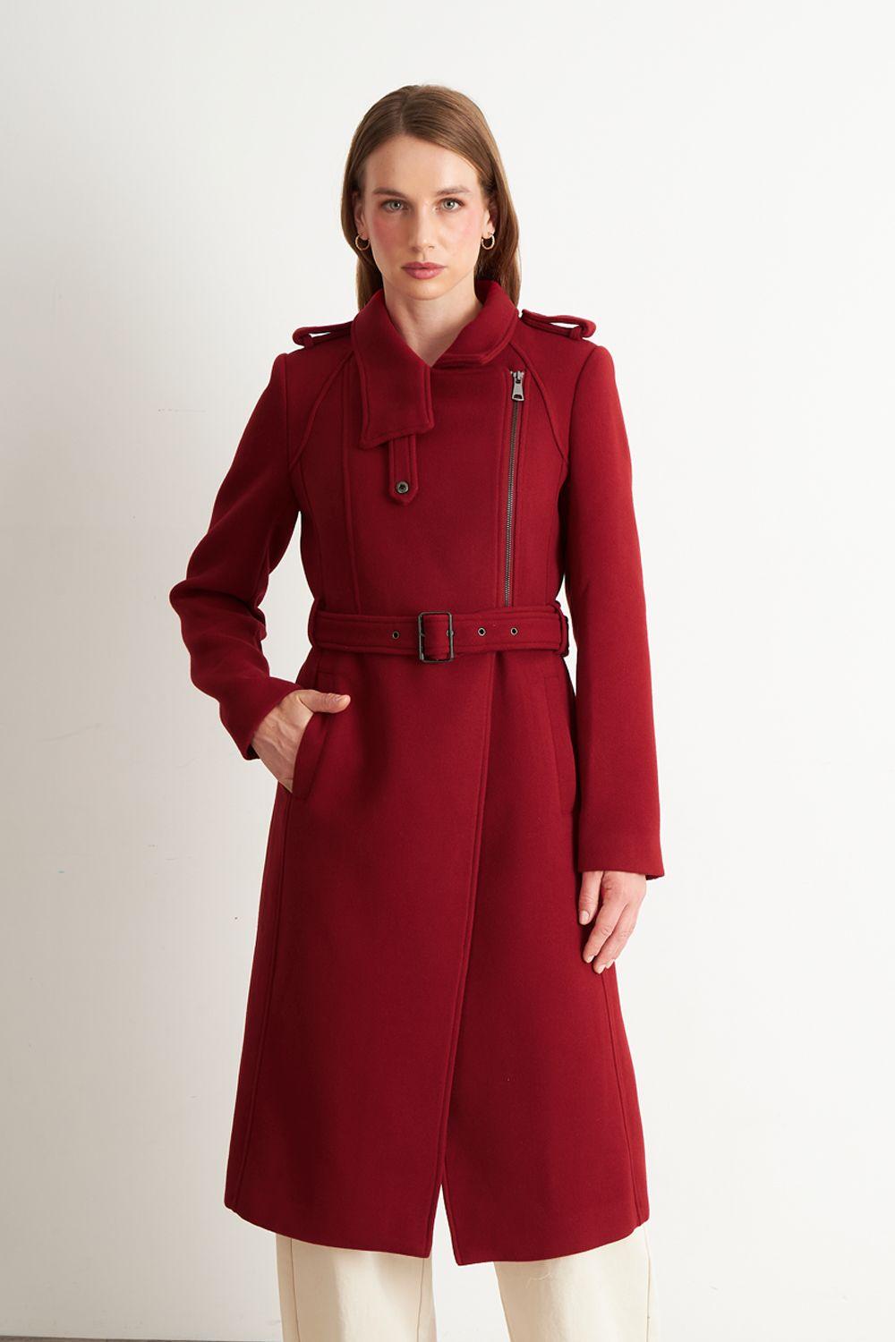 Abrigo Solapa y Cinturón Rojo Nicopoly-0