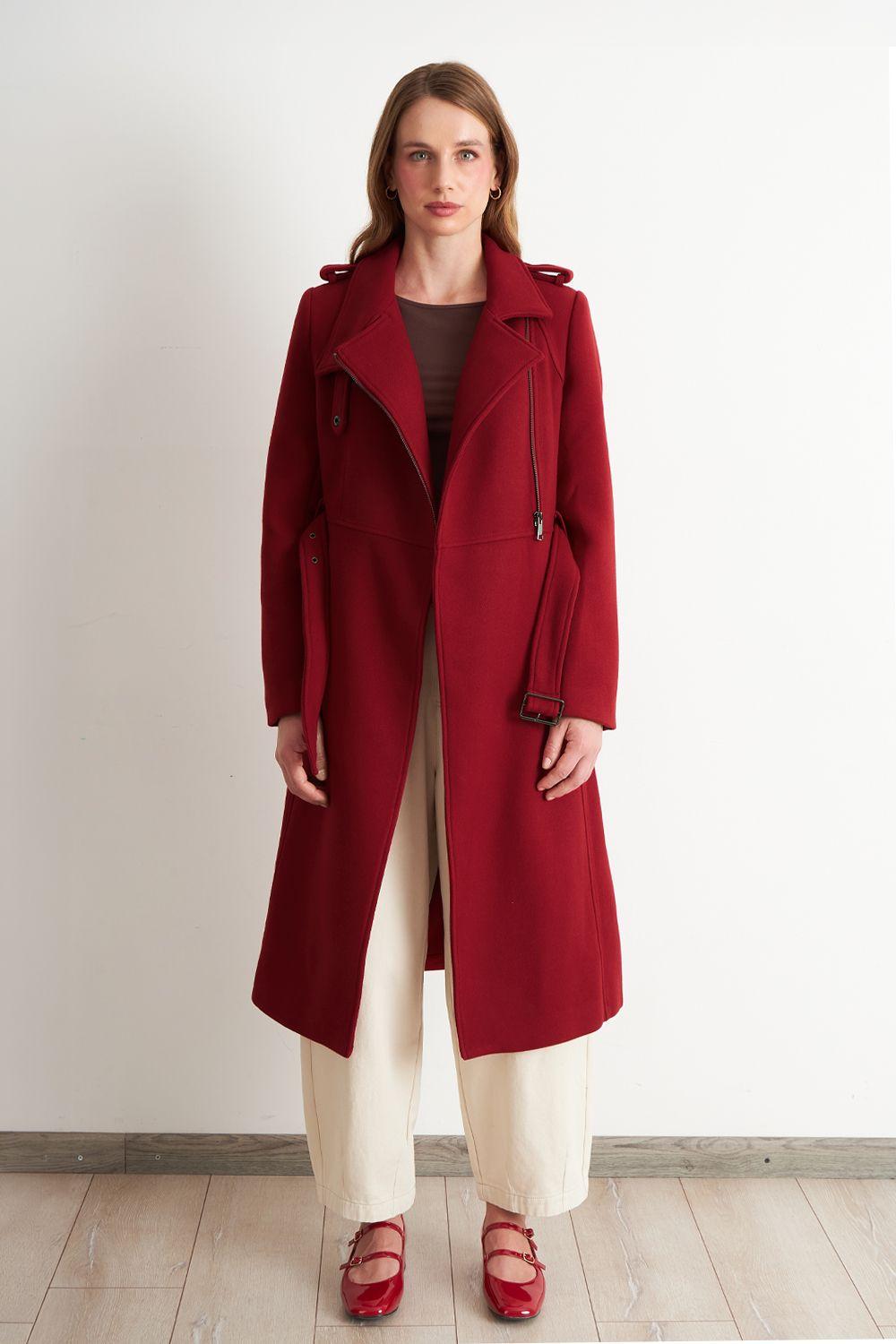 Abrigo Solapa y Cinturón Rojo Nicopoly-1