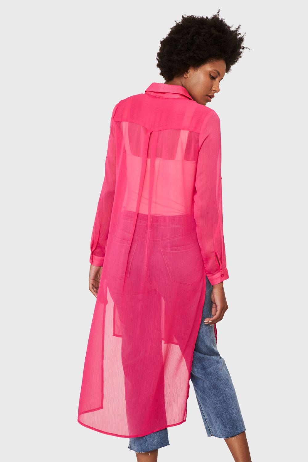 Blusa Larga Transparente Fucsia Nicopoly-3