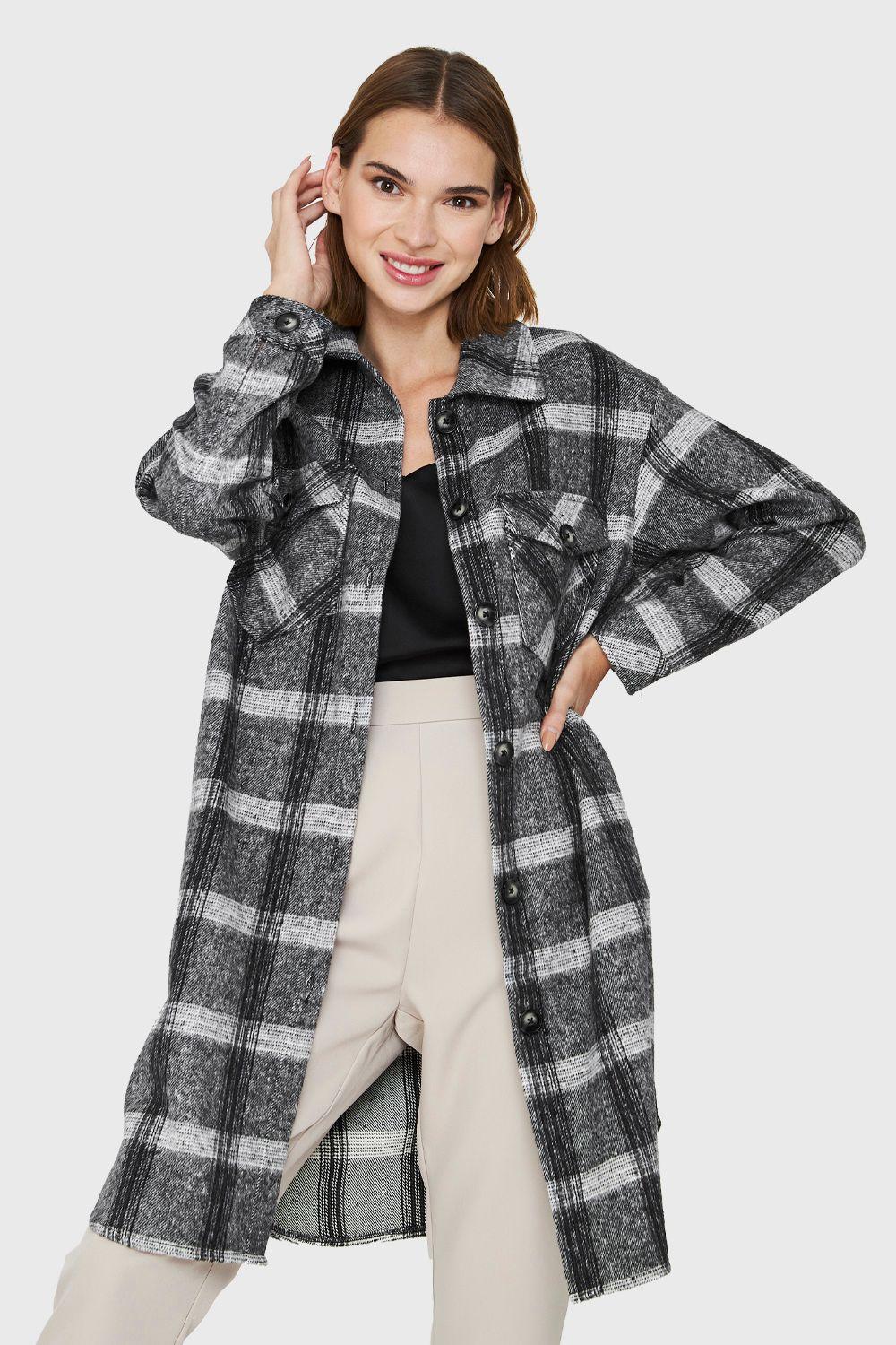 Sobrecamisa Bolsillos Cuadros Negro Nicopoly-4