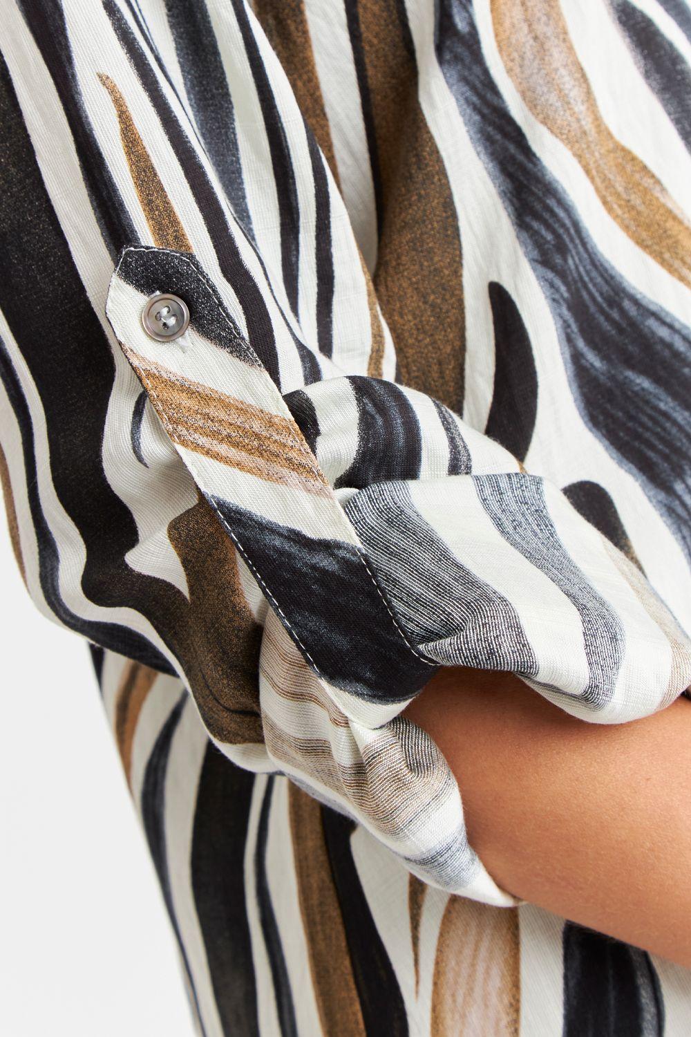 Vestido Tipo Camisero Zebra Café Nicopoly-5
