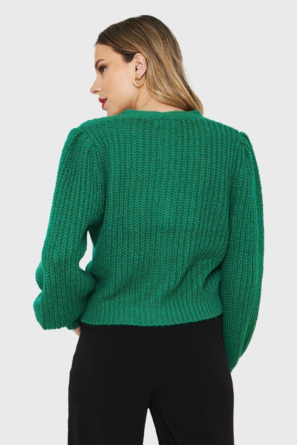 Cárdigan Corto Botones Verde Nicopoly-3