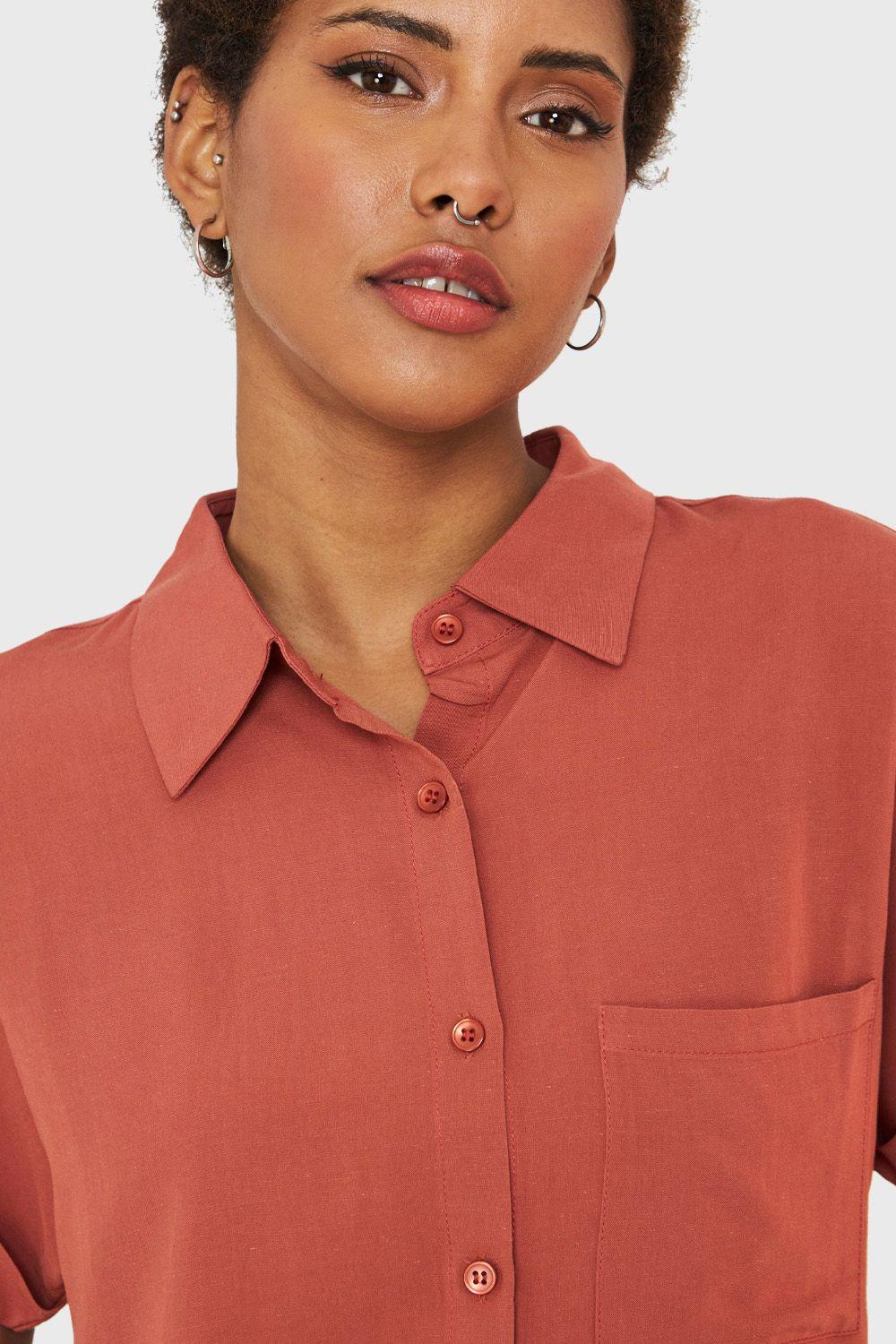 Camisa Manga Corta Con Dobladillo Óxido Nicopoly-5