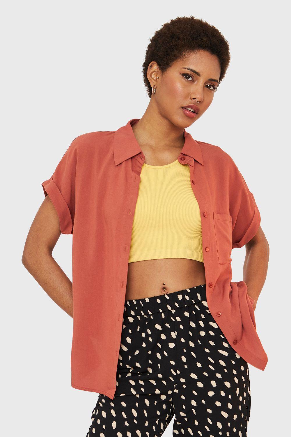 Camisa Manga Corta Con Dobladillo Óxido Nicopoly-0