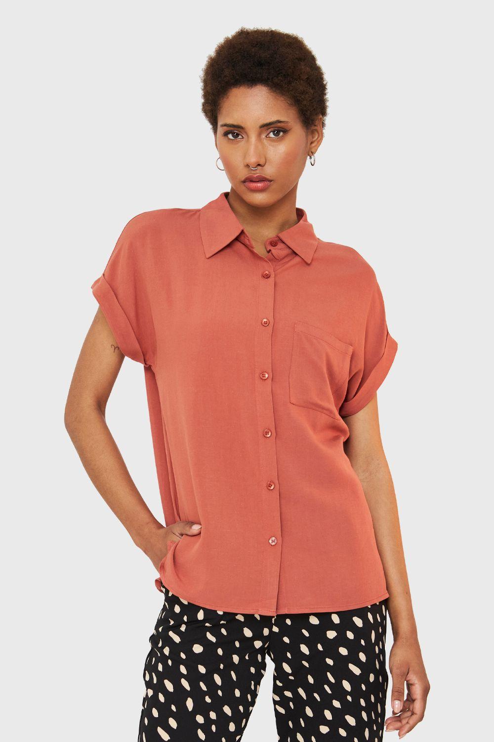 Camisa Manga Corta Con Dobladillo Óxido Nicopoly-4