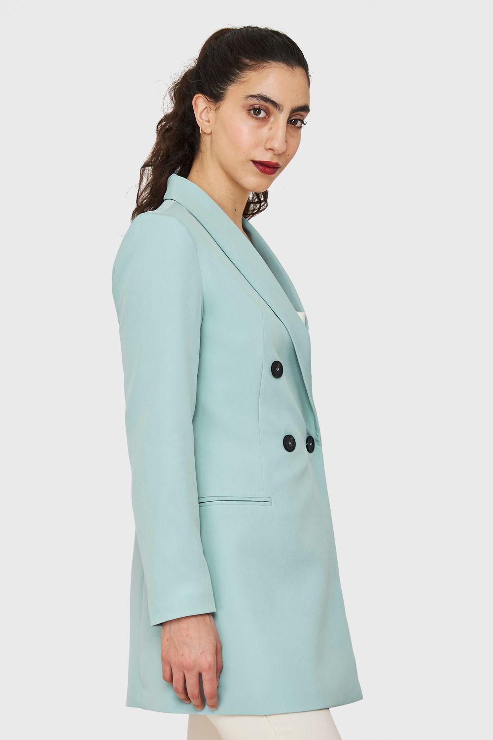 Blazer Largo Cuatro Botones Celeste Nicopoly-2