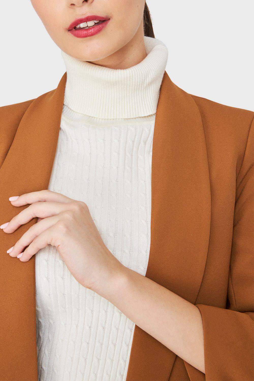 Blazer Mangas Drapeadas 3/4 Camel Nicopoly-5