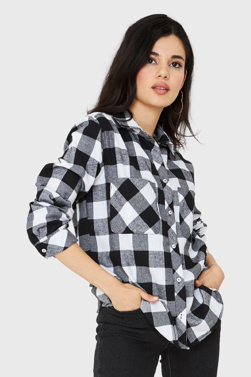 Camisa Cuadros Negro Nicopoly-4
