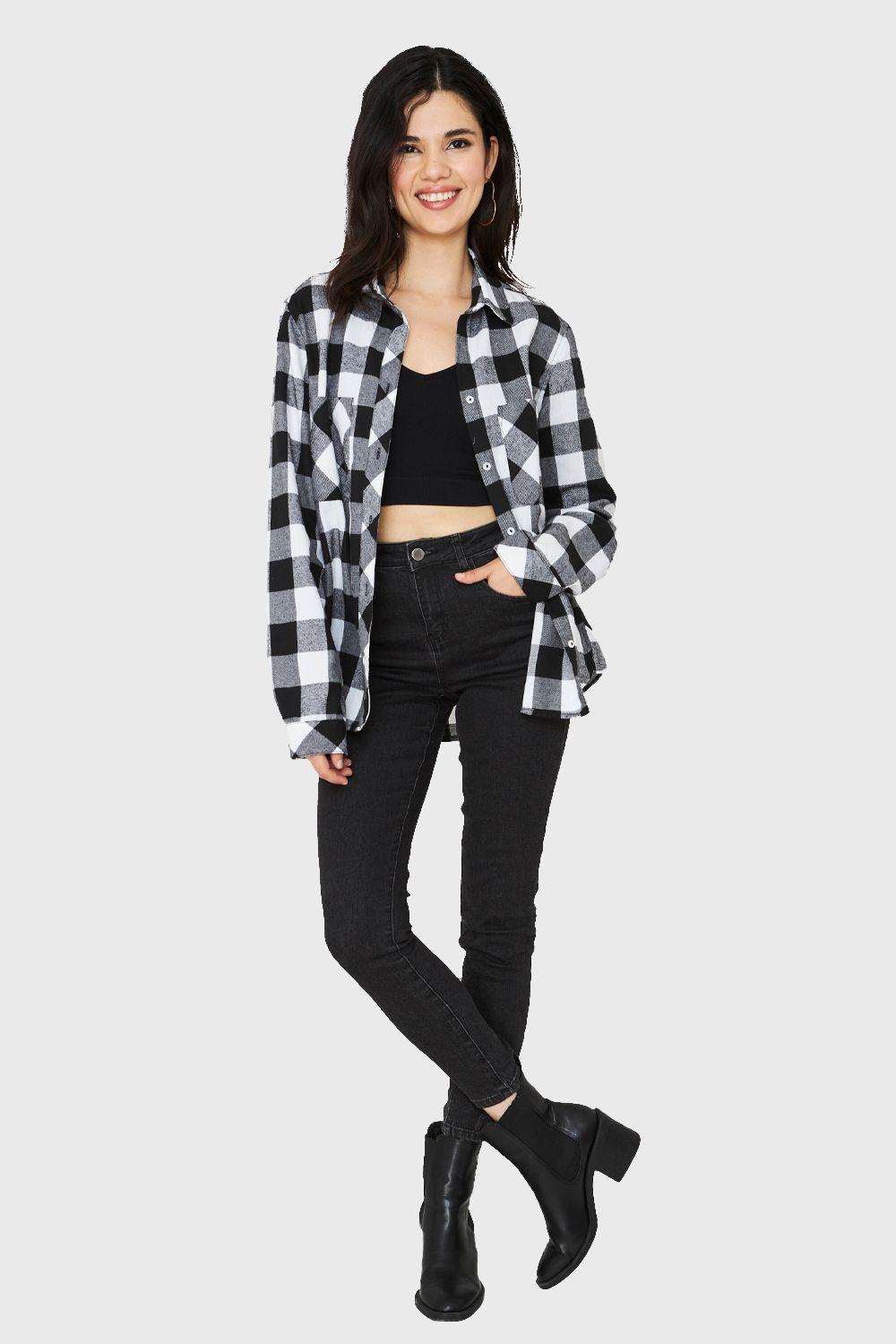 Camisa Cuadros Negro Nicopoly-1