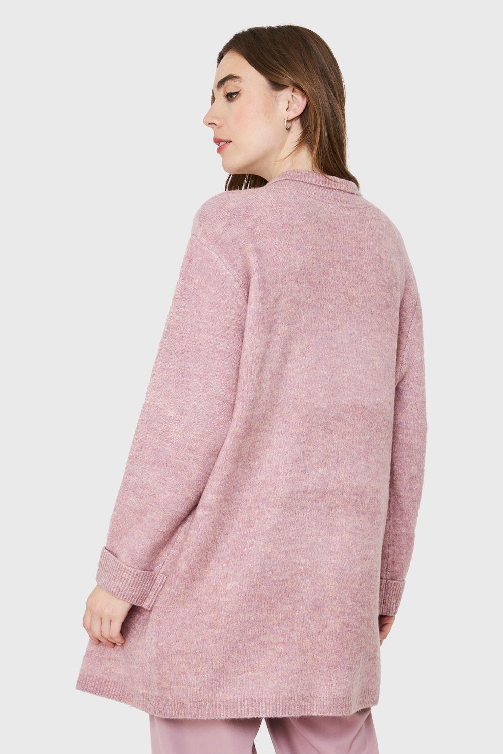 Cárdigan Jaspeado Bolsillos Rosado Nicopoly-3