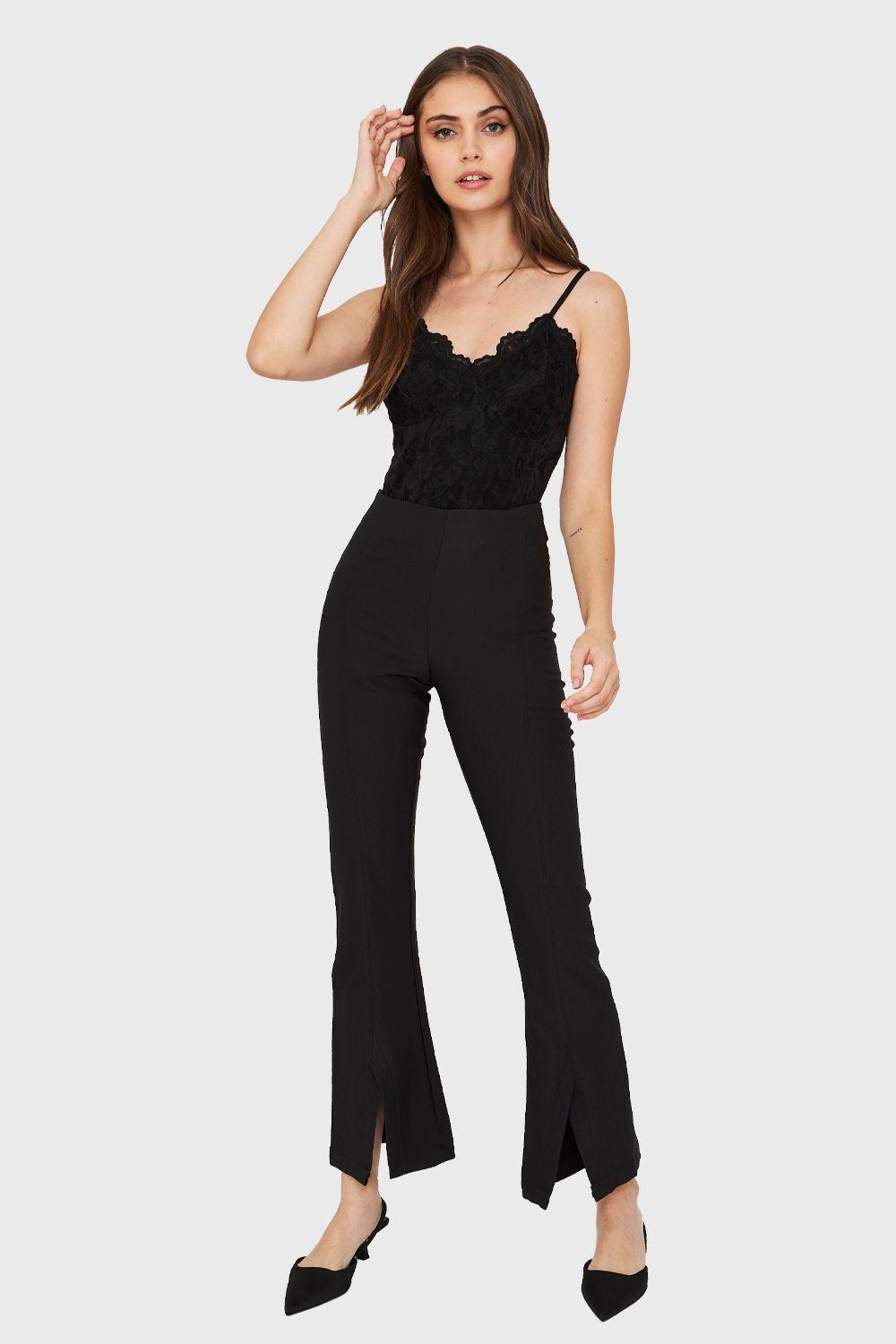 Pantalón Tajo Tobillo Negro Nicopoly-1