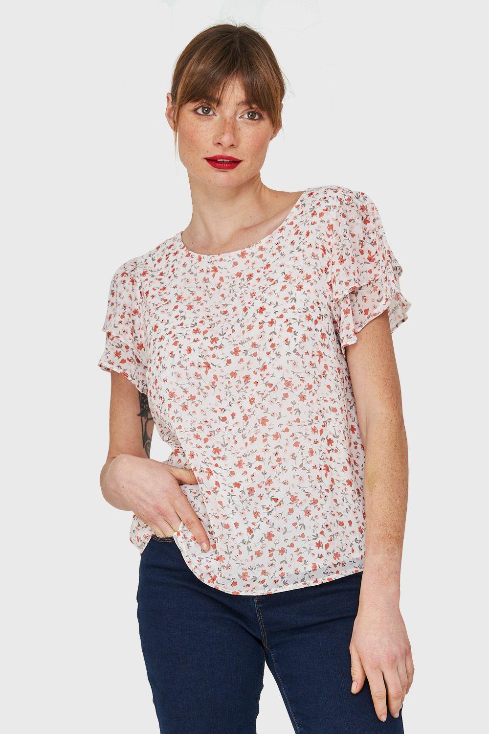 Blusa Print Floral Blanco Nicopoly-0