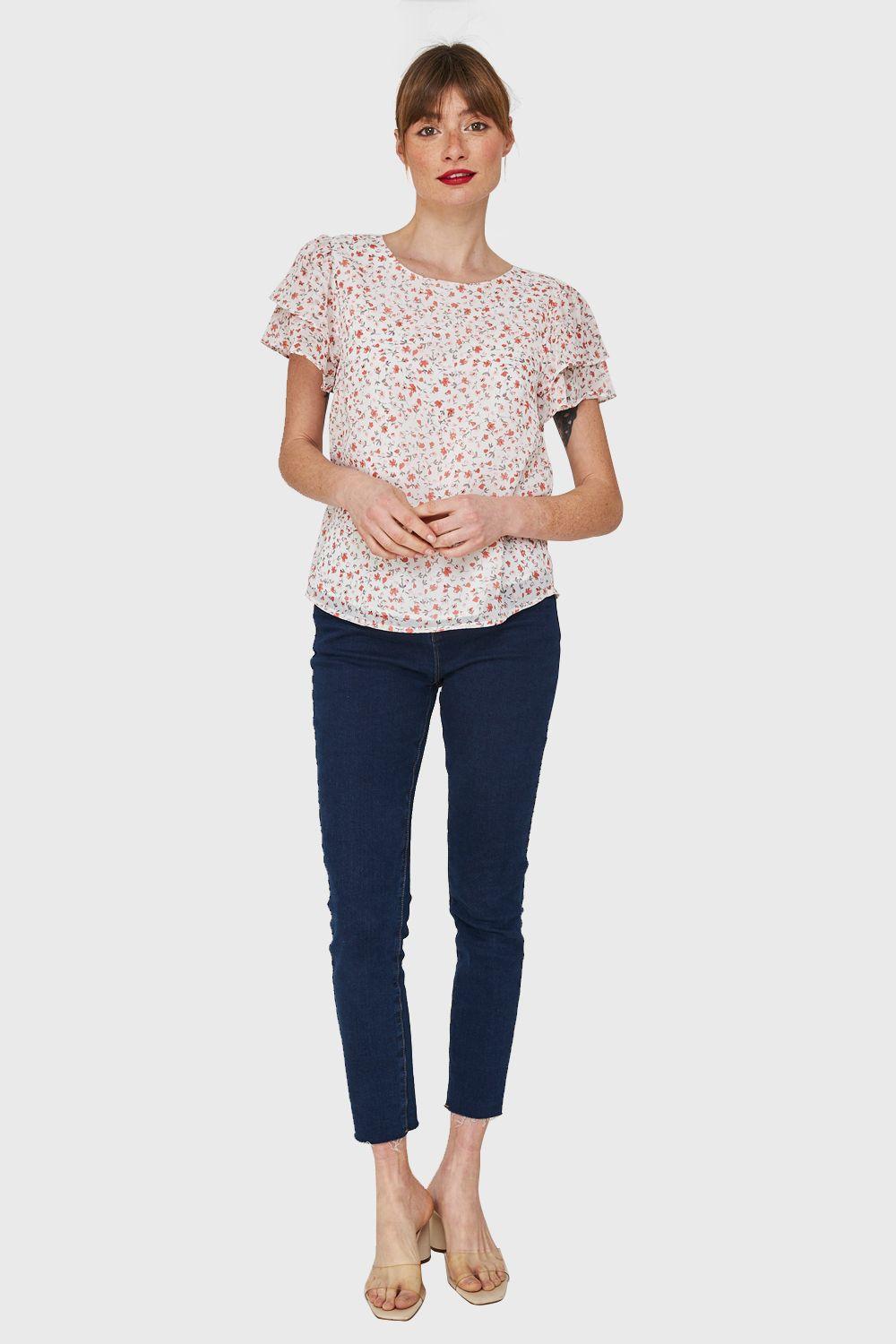 Blusa Print Floral Blanco Nicopoly-1