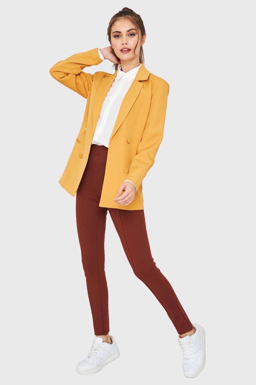 Blazer Botones Decorativos Mostaza Nicopoly-1