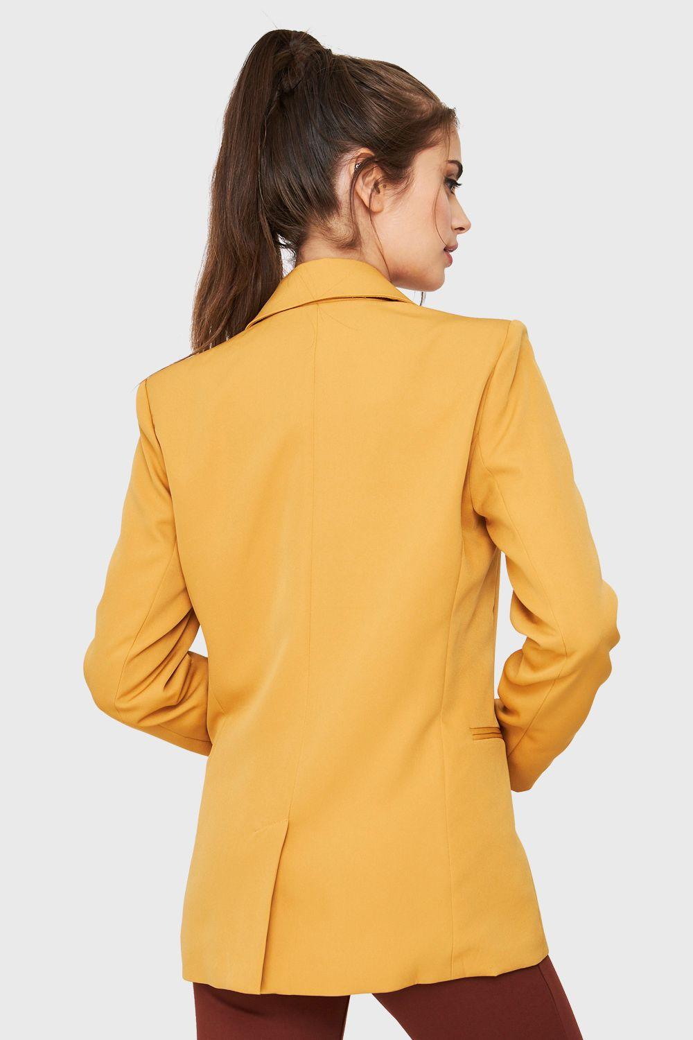 Blazer Botones Decorativos Mostaza Nicopoly-3