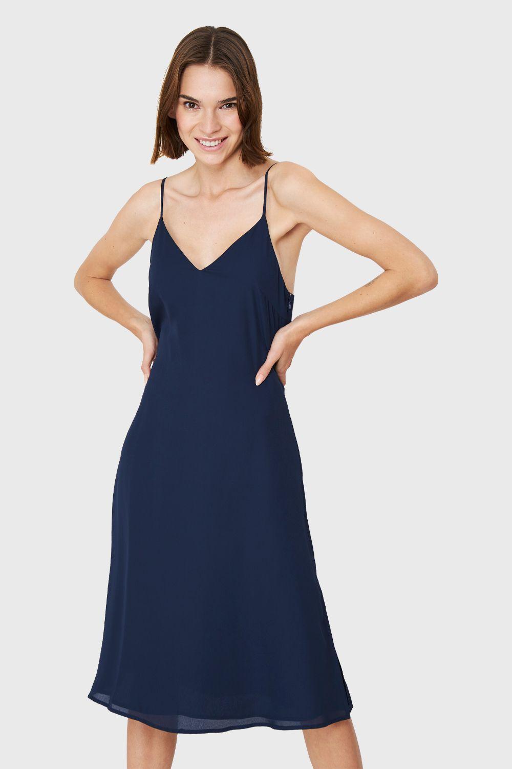 Vestido Midi Aberturas Azul Marino Nicopoly-4