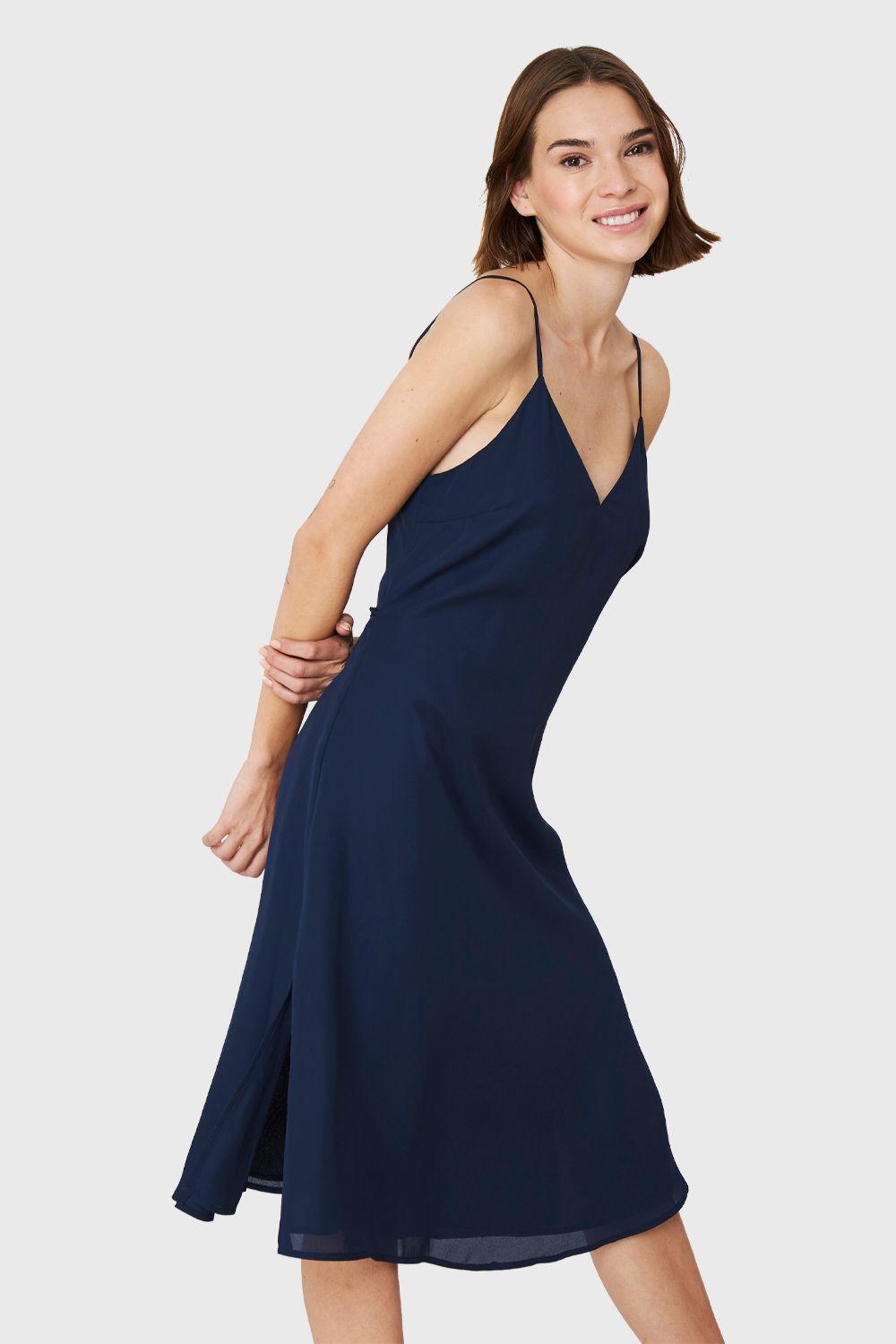 Vestido Midi Aberturas Azul Marino Nicopoly-2