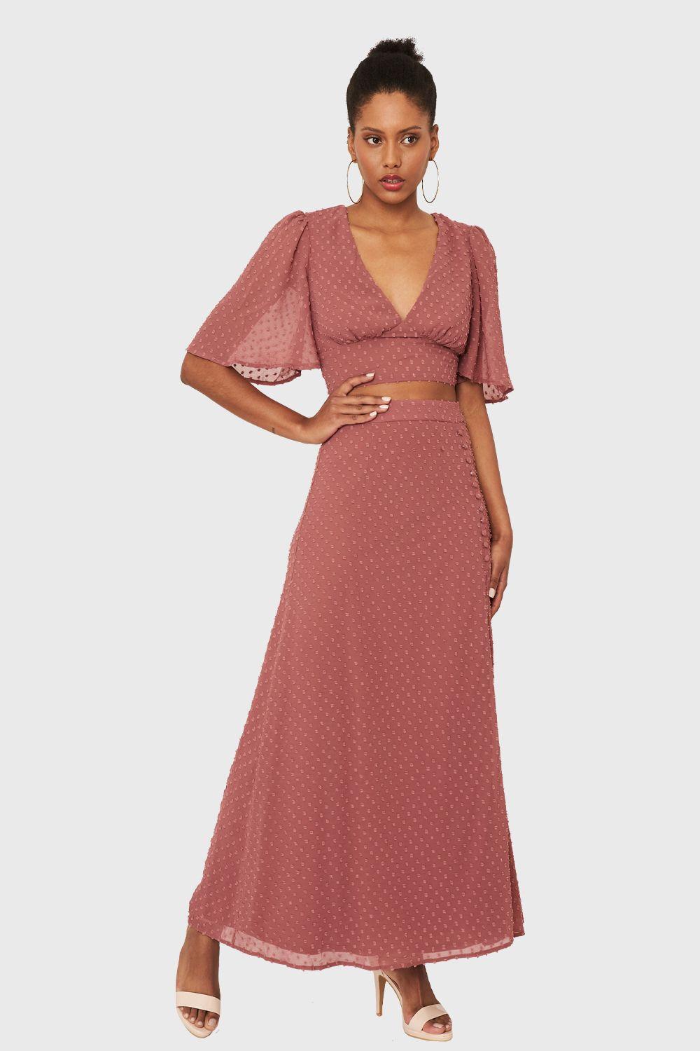 Conjunto Top y Falda Larga Rosado Nicopoly-4