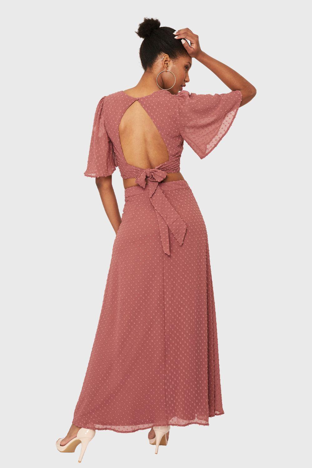 Conjunto Top y Falda Larga Rosado Nicopoly-3