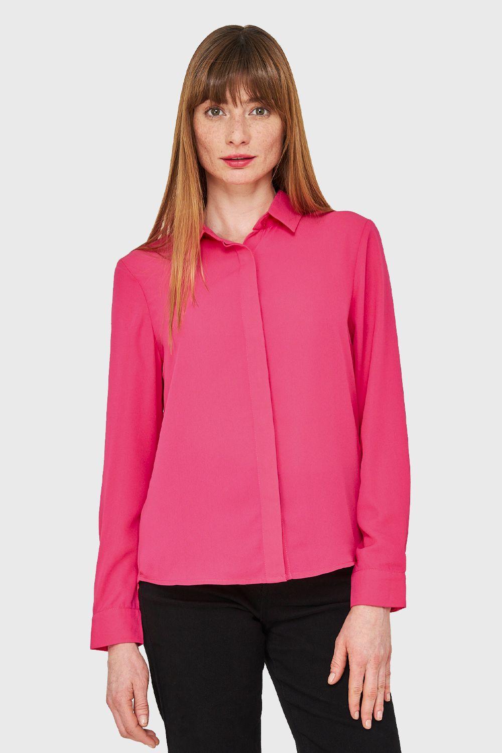 Blusa Básica Botonera Invisible Fucsia Nicopoly-4