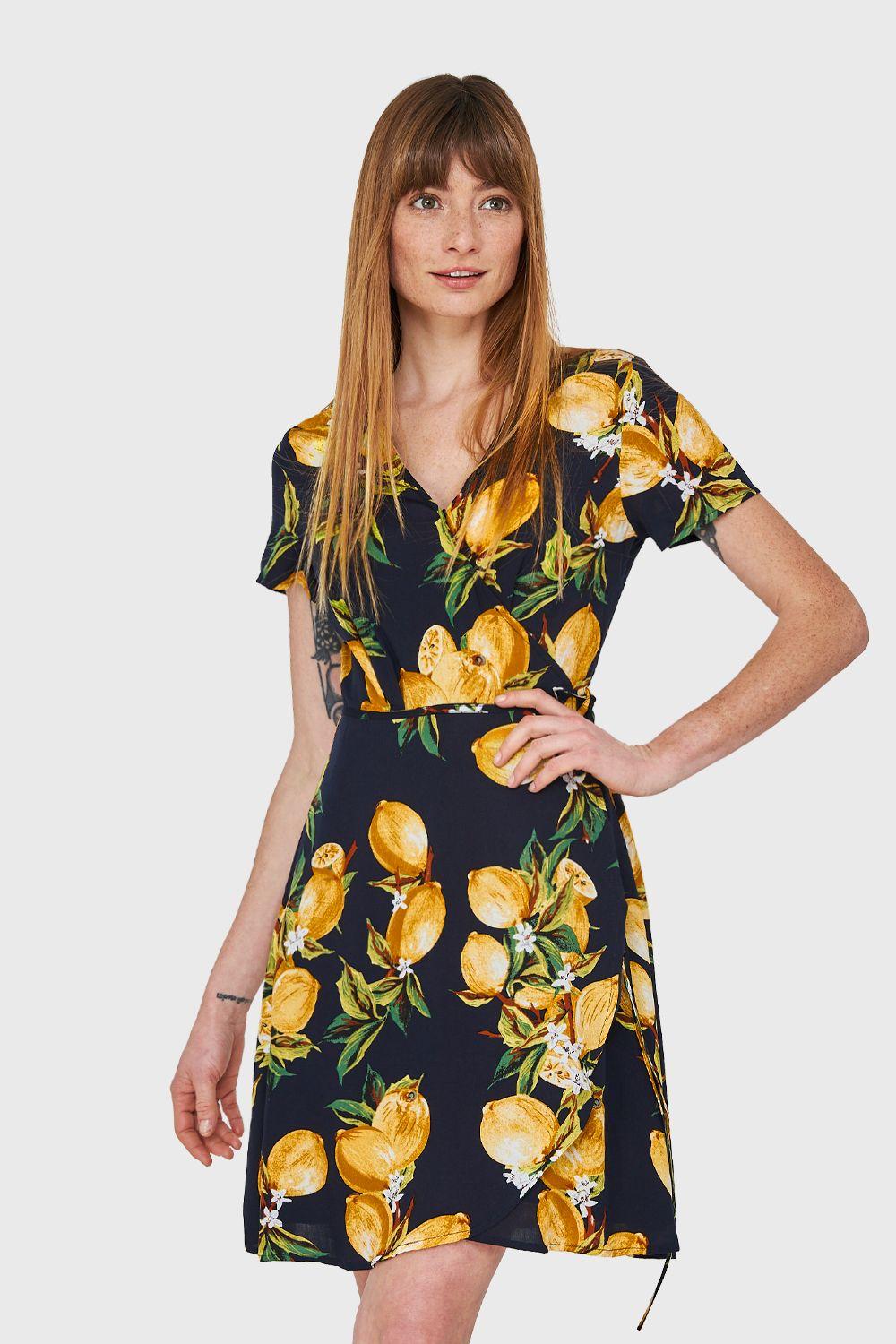 Vestido Limones Envolvente Azul Marino Nicopoly-0