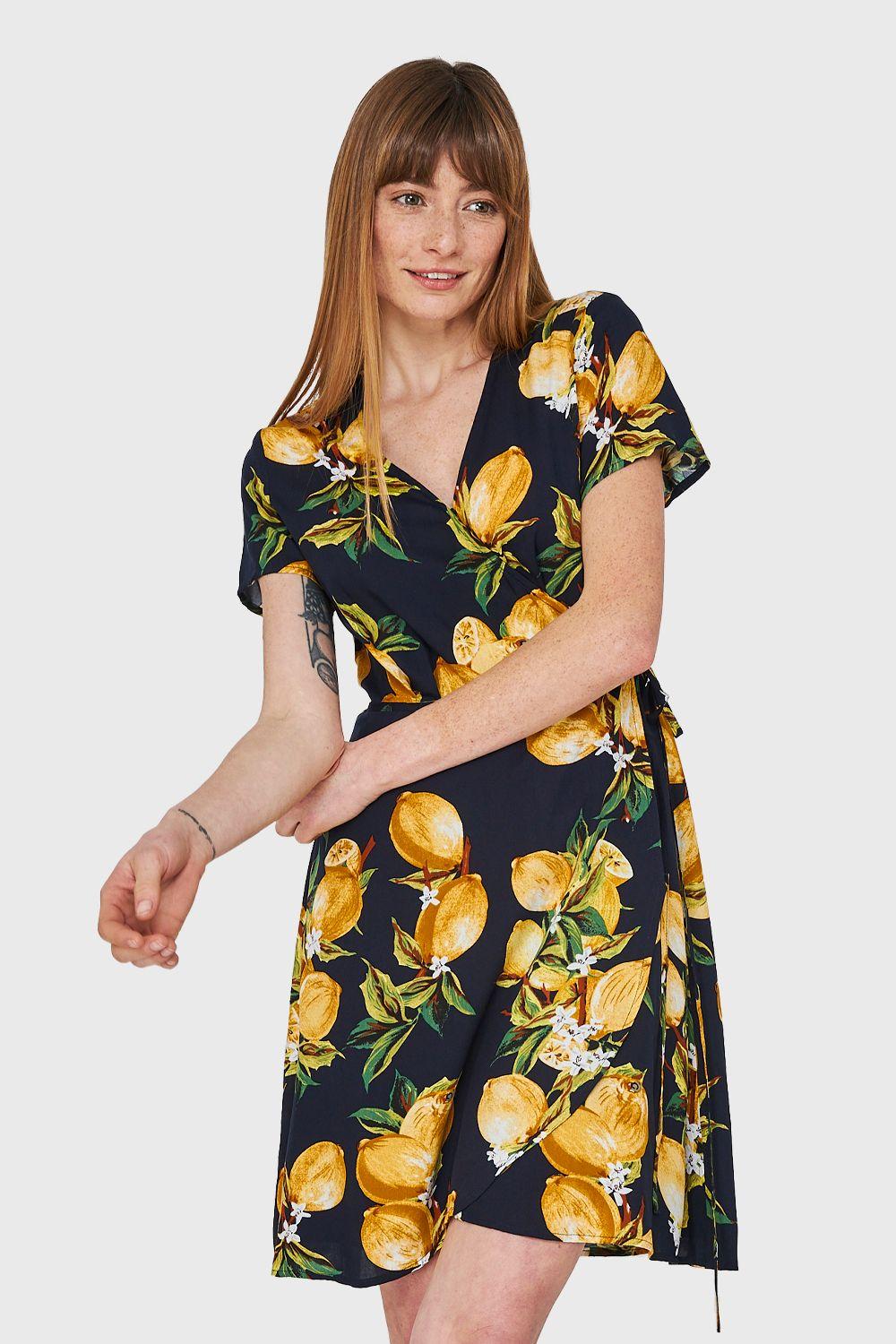 Vestido Limones Envolvente Azul Marino Nicopoly-4