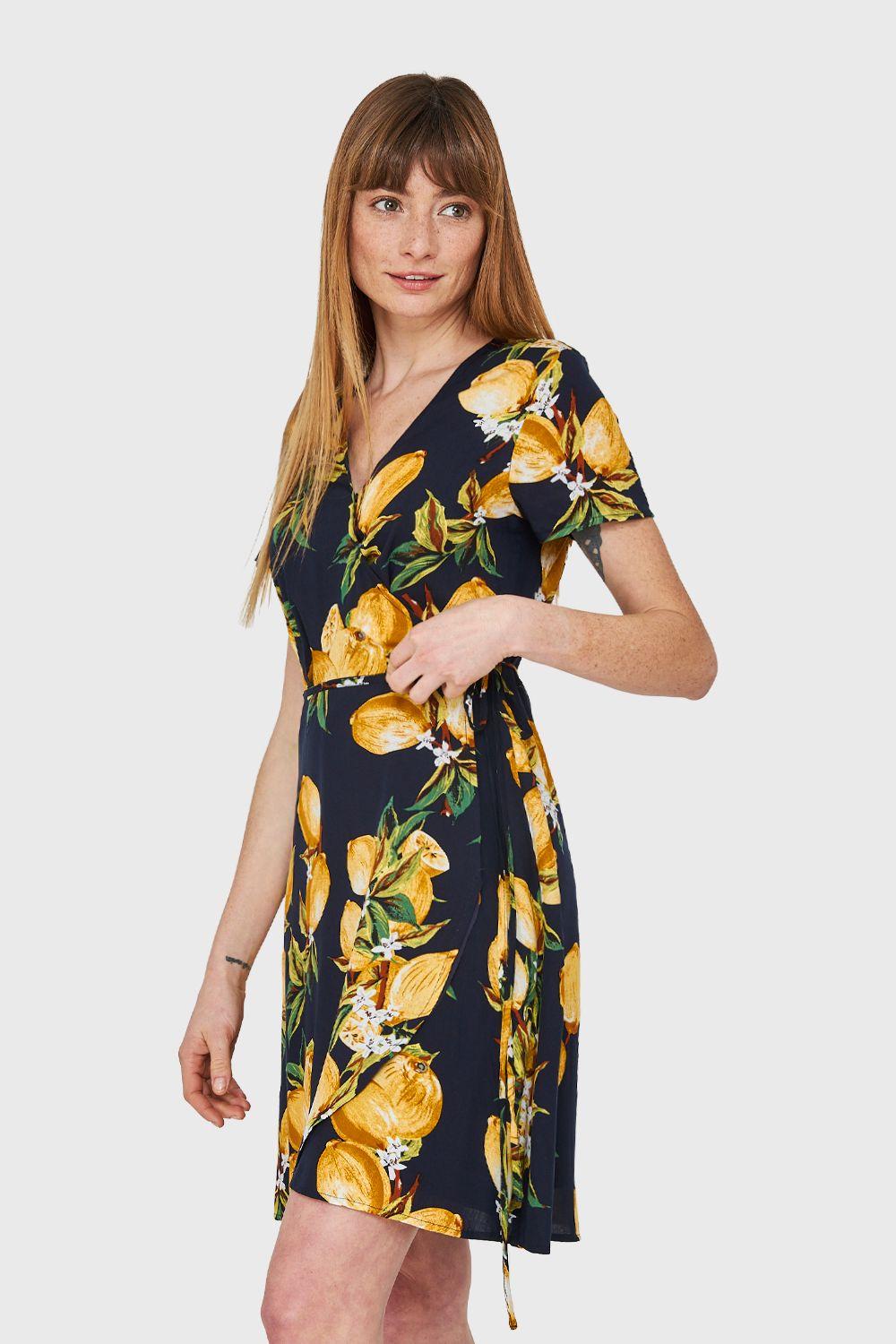 Vestido Limones Envolvente Azul Marino Nicopoly-2