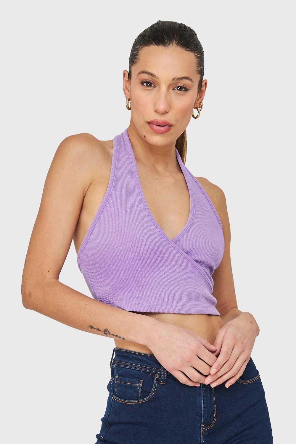 Top Escote V Cruzado Lila Nicopoly-0