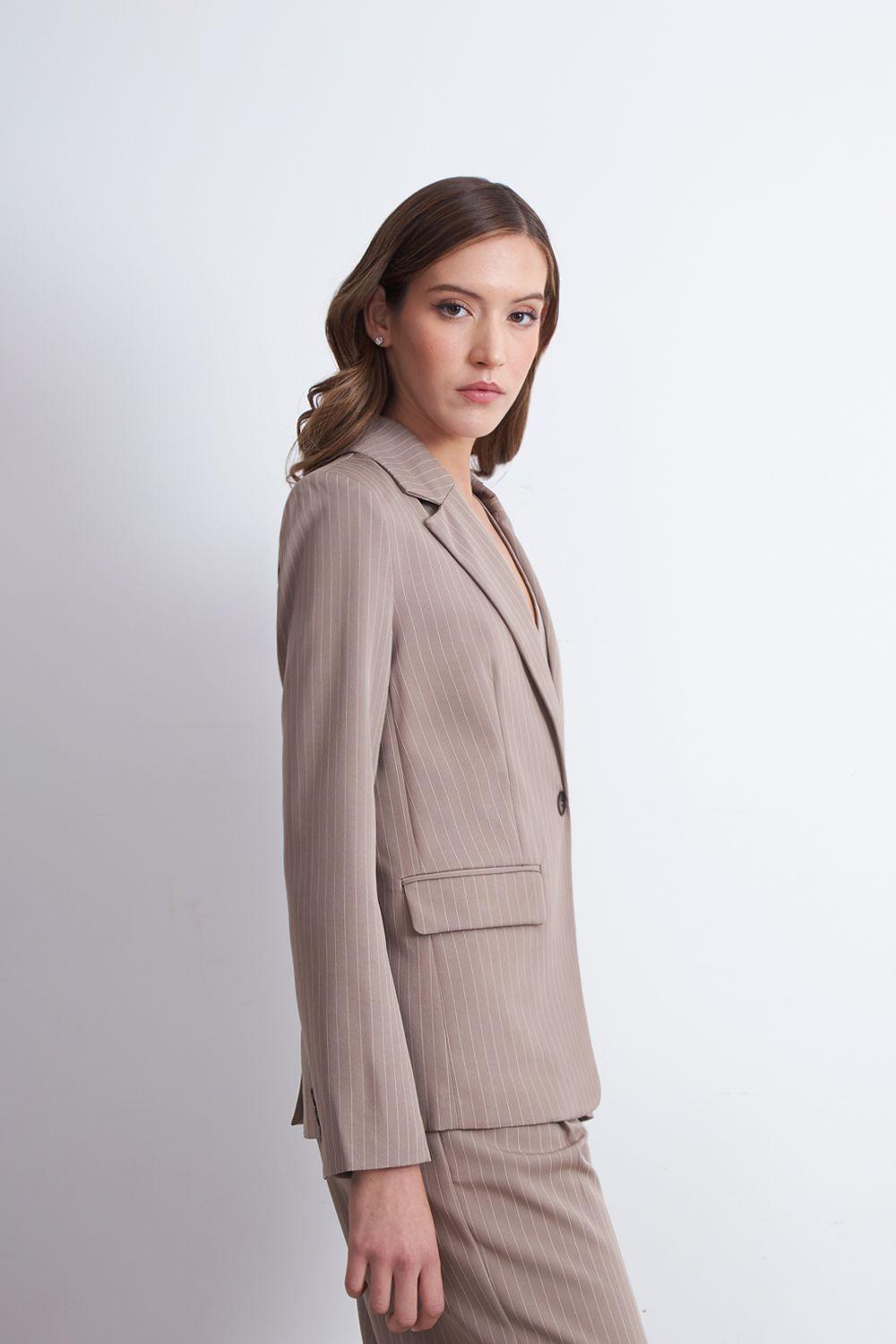 Blazer Rayas Diplomáticas Khaki Nicopoly-2