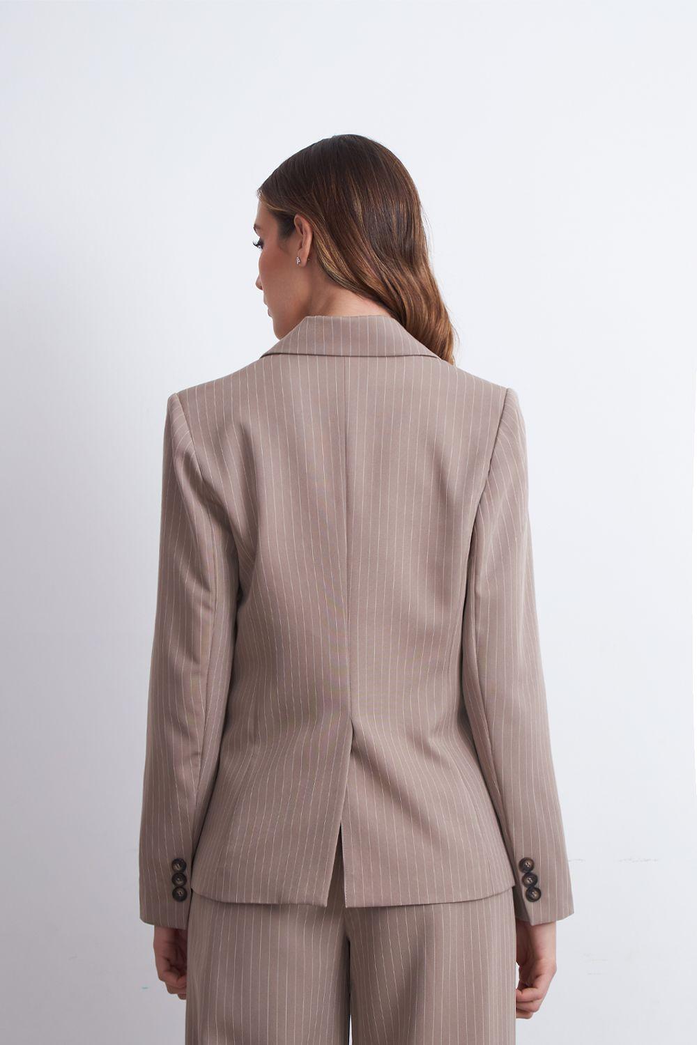 Blazer Rayas Diplomáticas Khaki Nicopoly-3