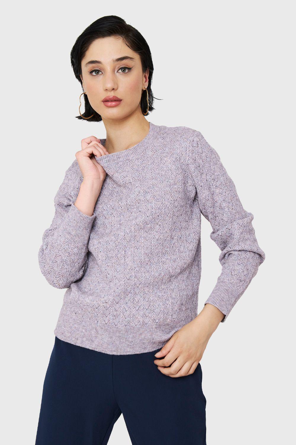 Sweater Punto Fantasía Gris Nicopoly-0