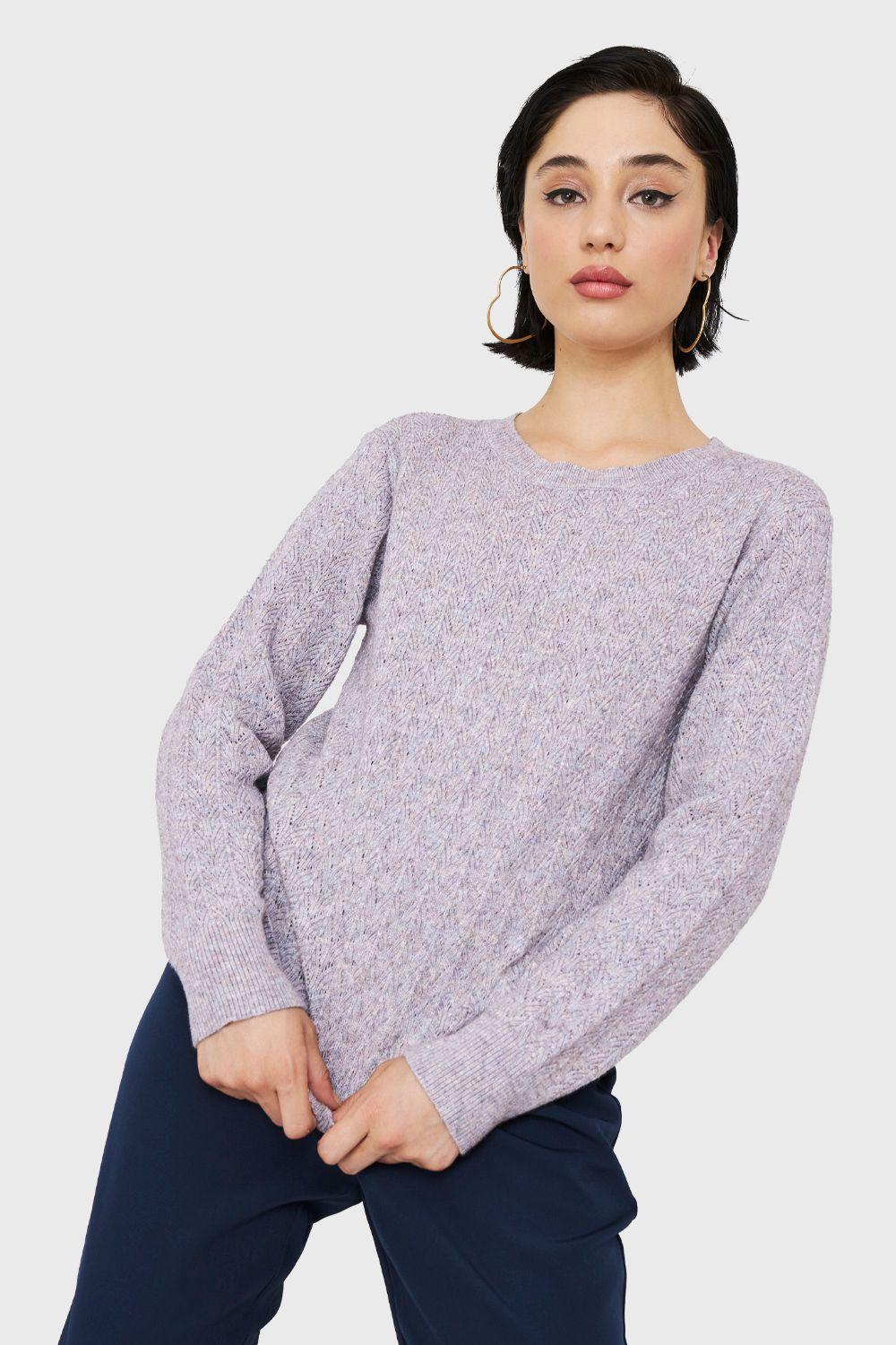Sweater Punto Fantasía Gris Nicopoly-4