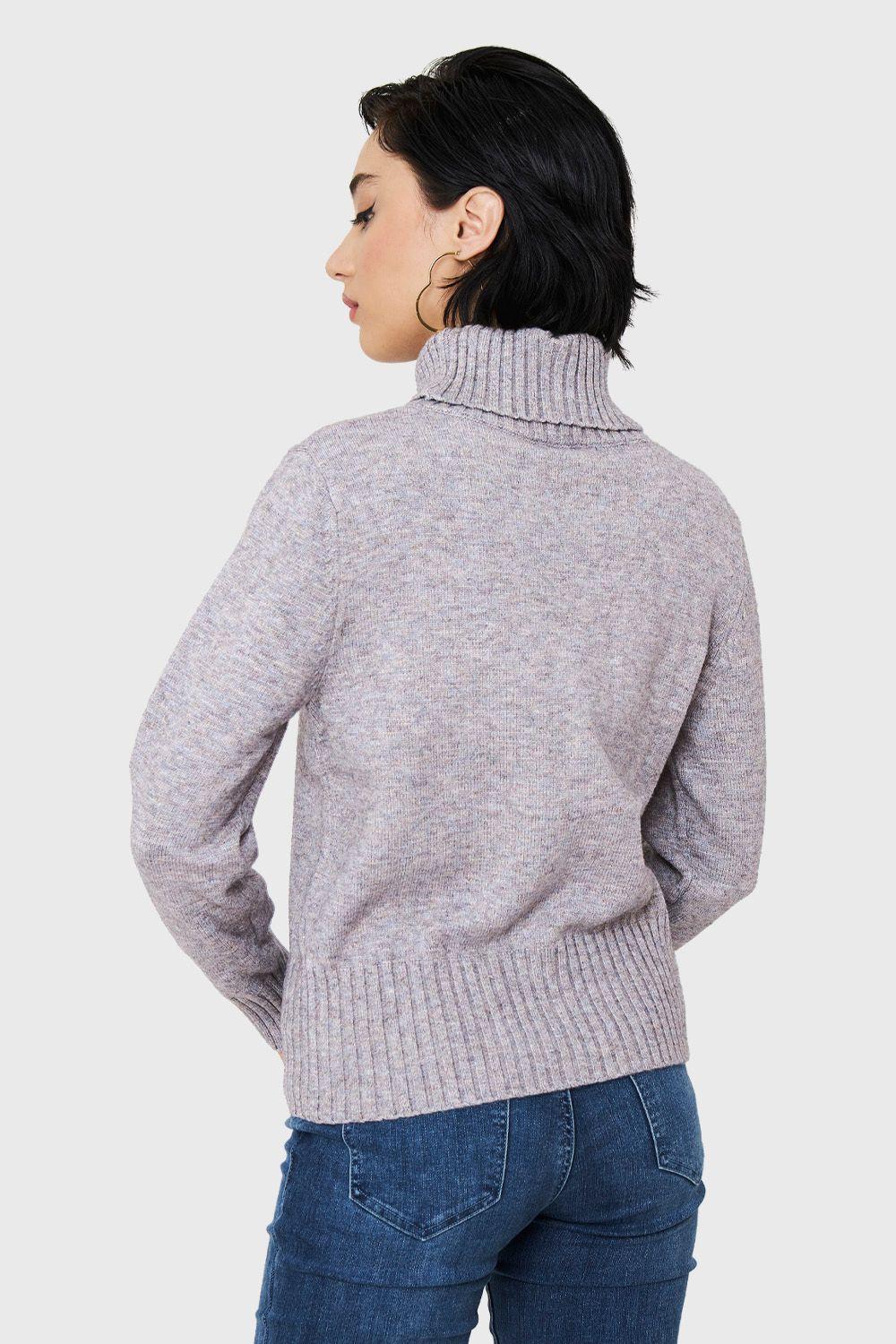 Sweater Cuello Alto Trenzas Gris Nicopoly-3