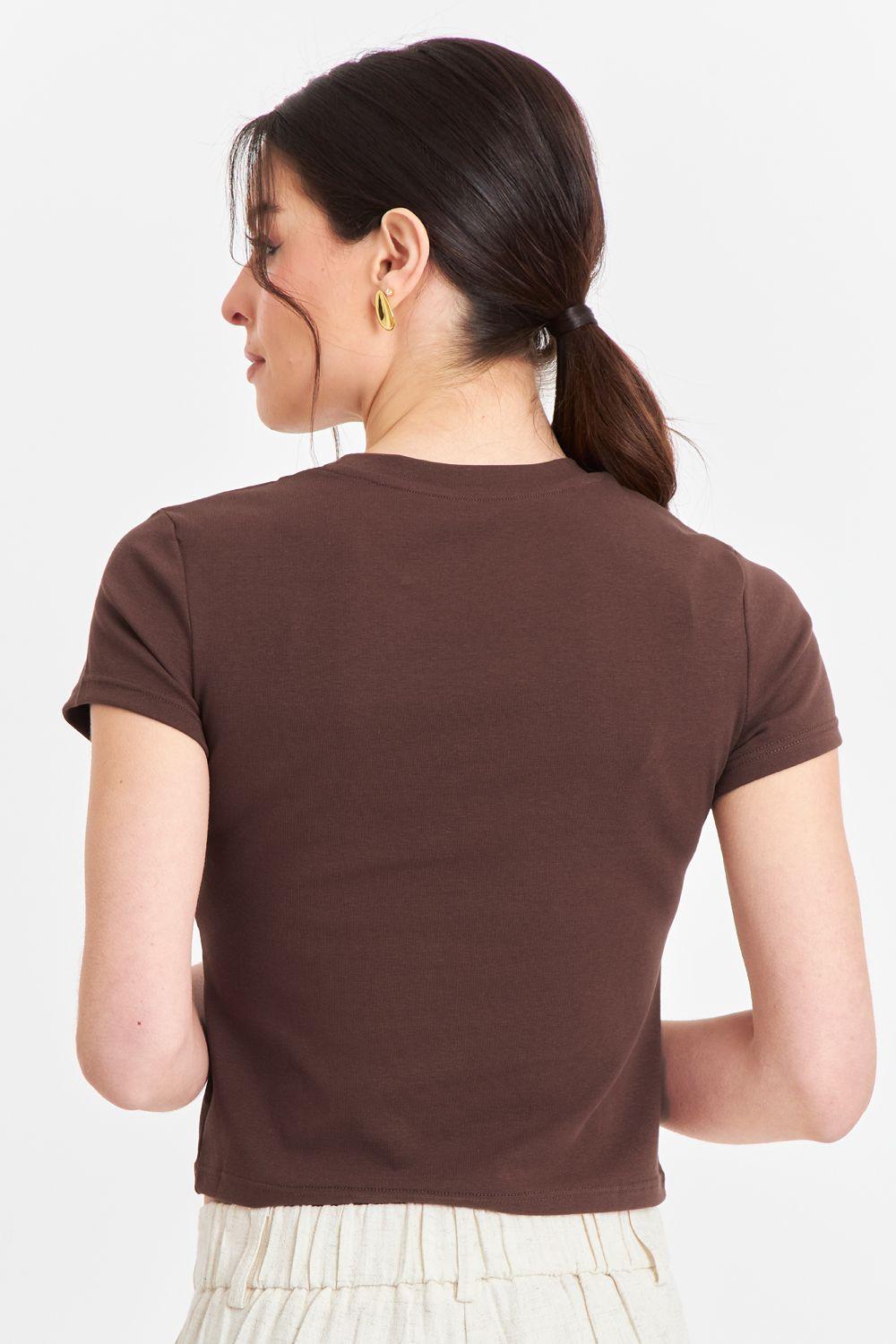 Polera Manga Corta Básica Café Nicopoly-3