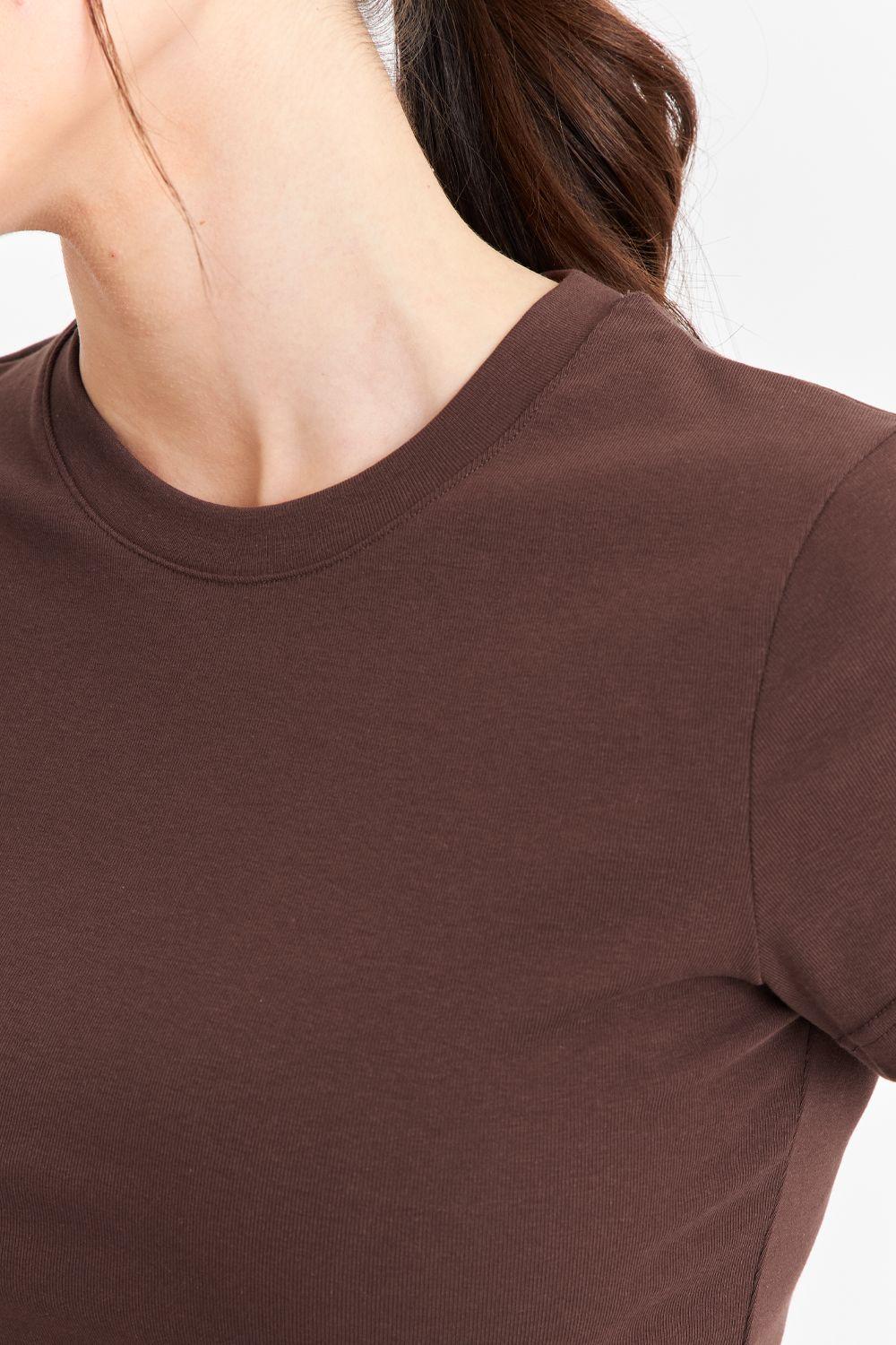 Polera Manga Corta Básica Café Nicopoly-5