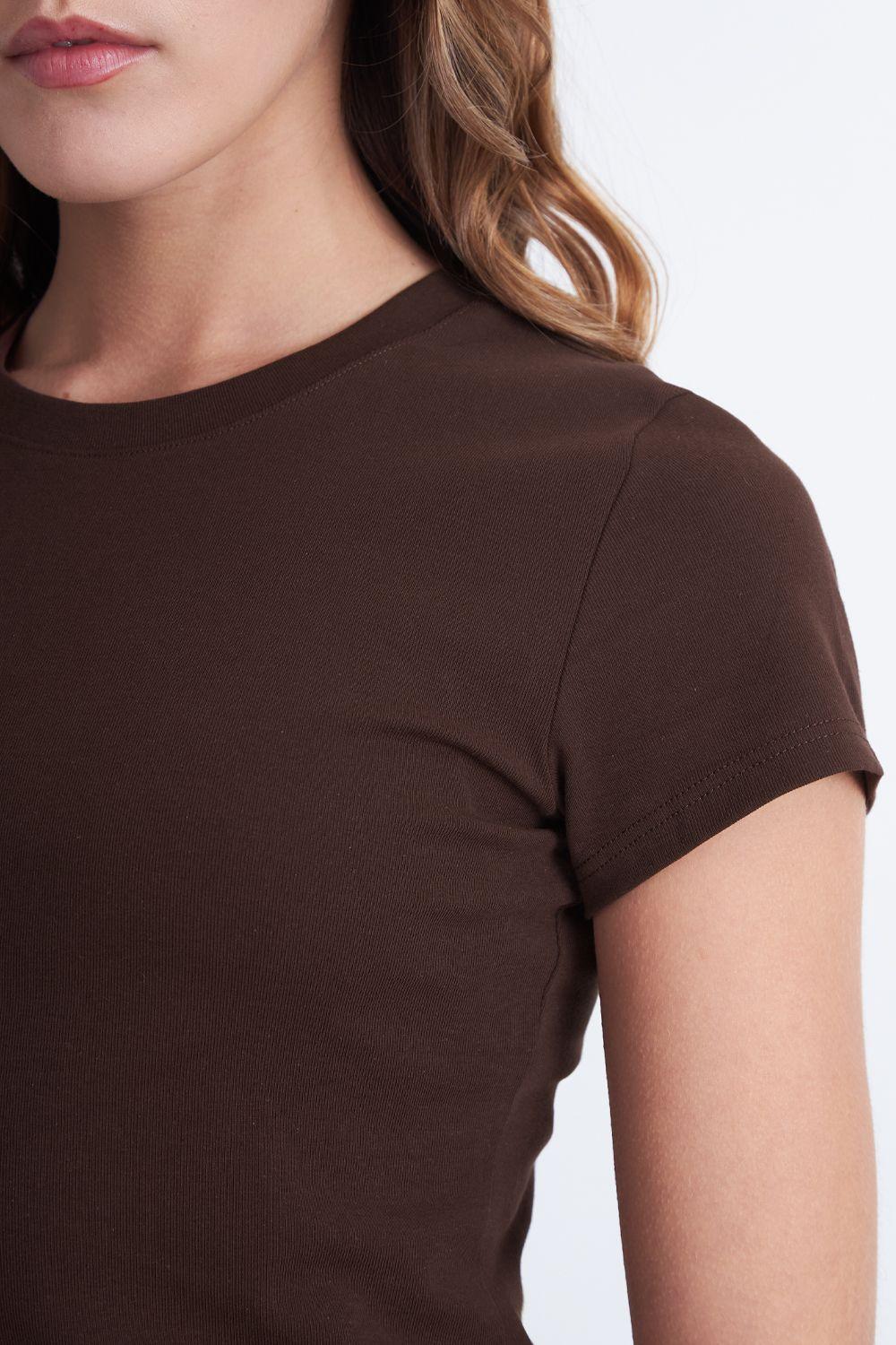 Polera Manga Corta Básica Café Nicopoly-5