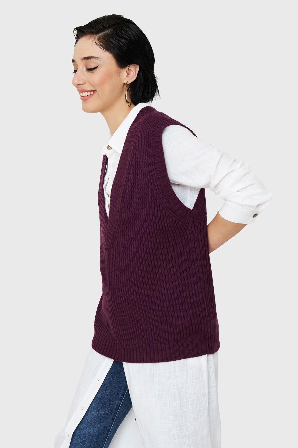 Chaleco Cuello V Oversize Uva Nicopoly-2