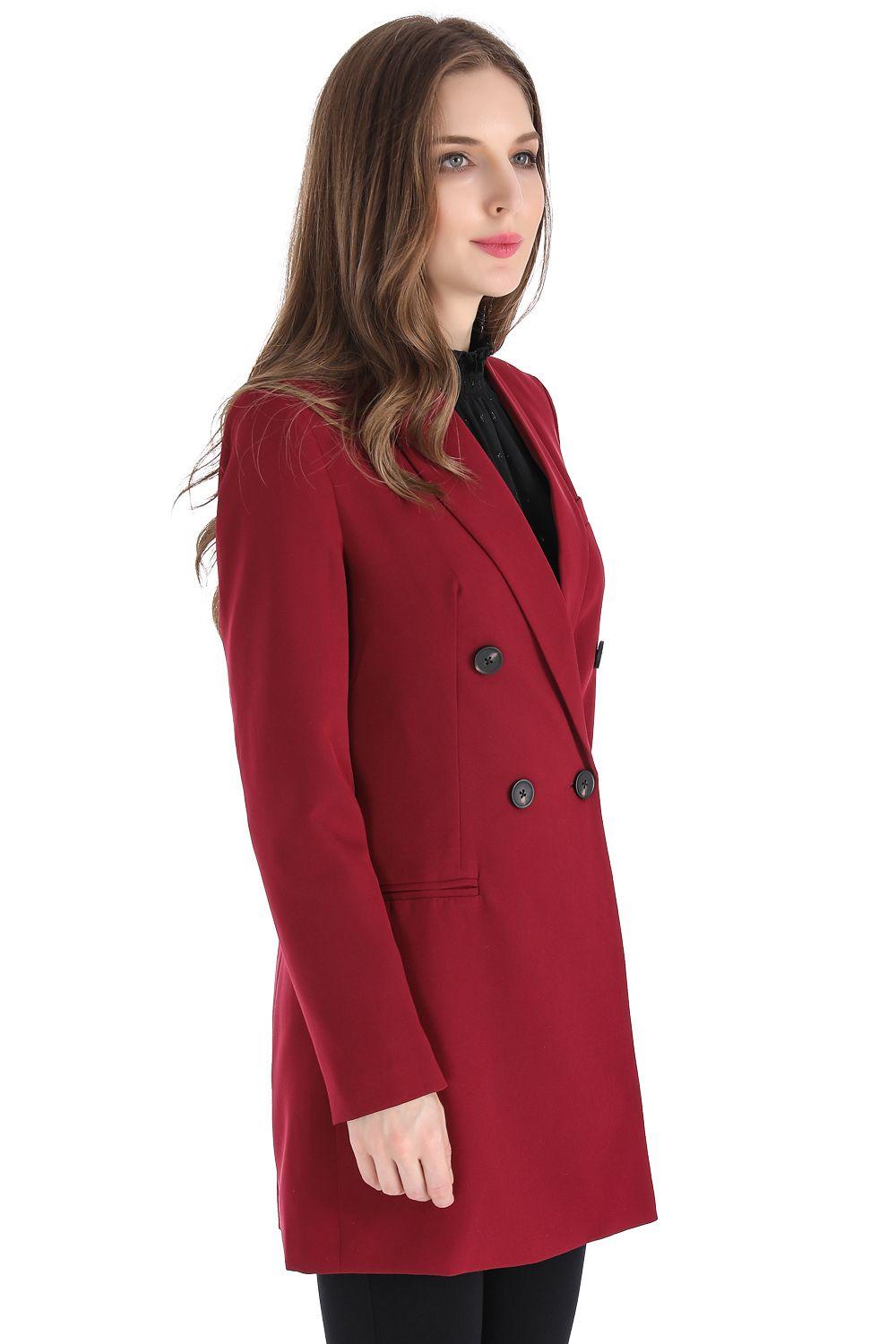 Blazer Largo Botones Burdeos Nicopoly-1