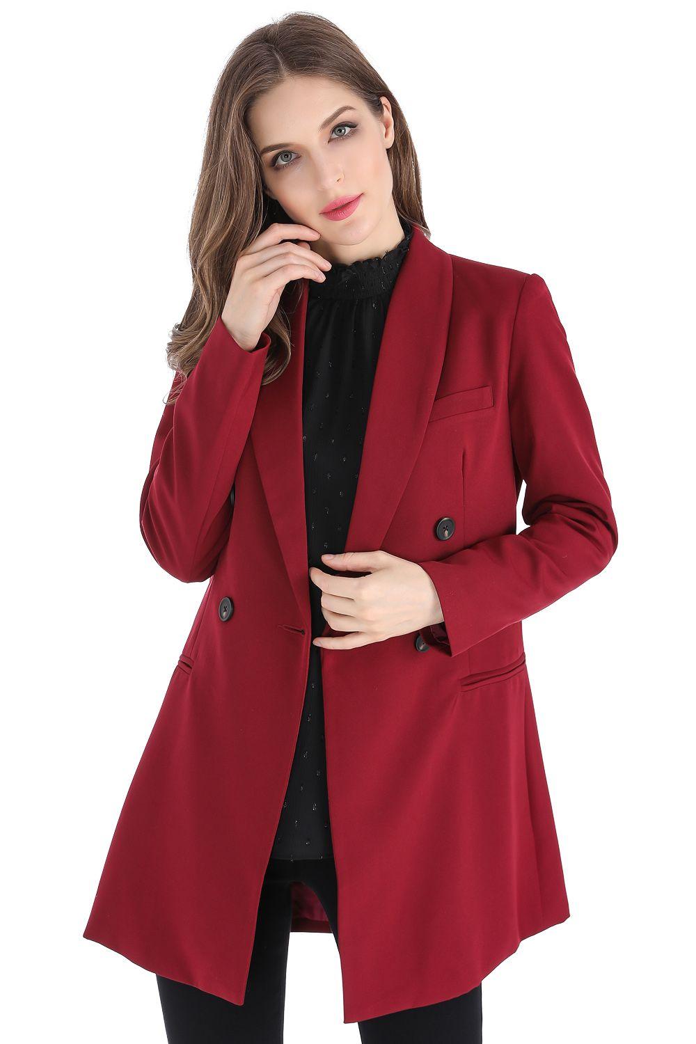 Blazer Largo Botones Burdeos Nicopoly-0