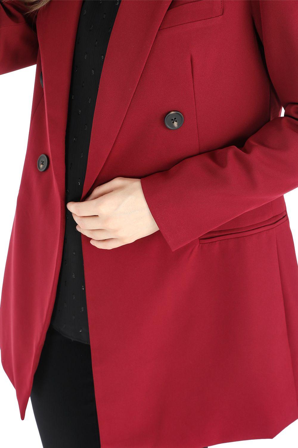 Blazer Largo Botones Burdeos Nicopoly-3