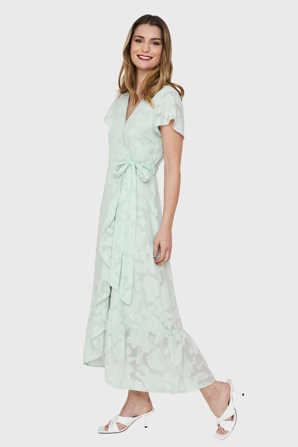 Vestido Envolvente Flores Menta Nicopoly-2